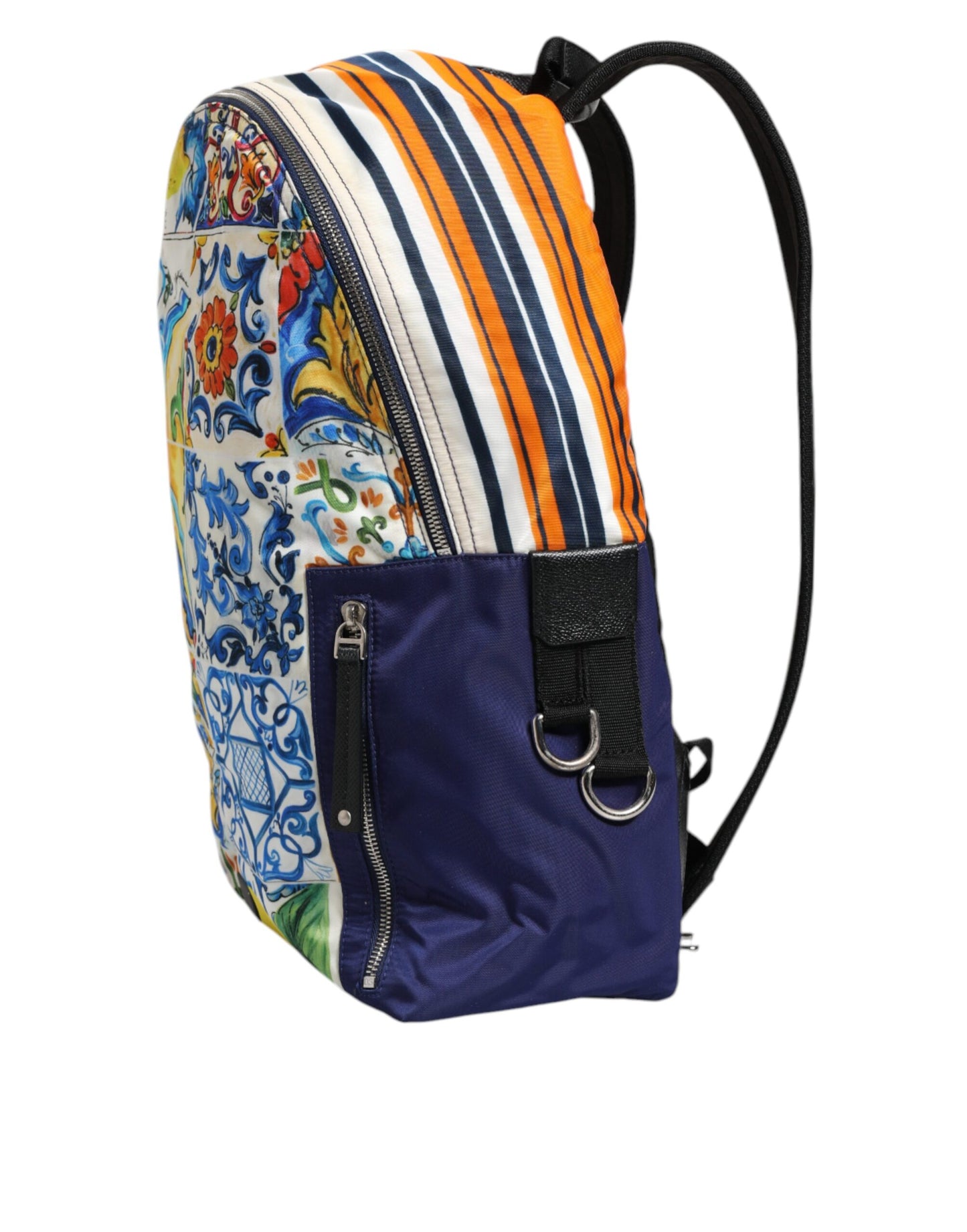 Dolce & Gabbana Multicolor Majolica Print Nylon School Backpack Bag