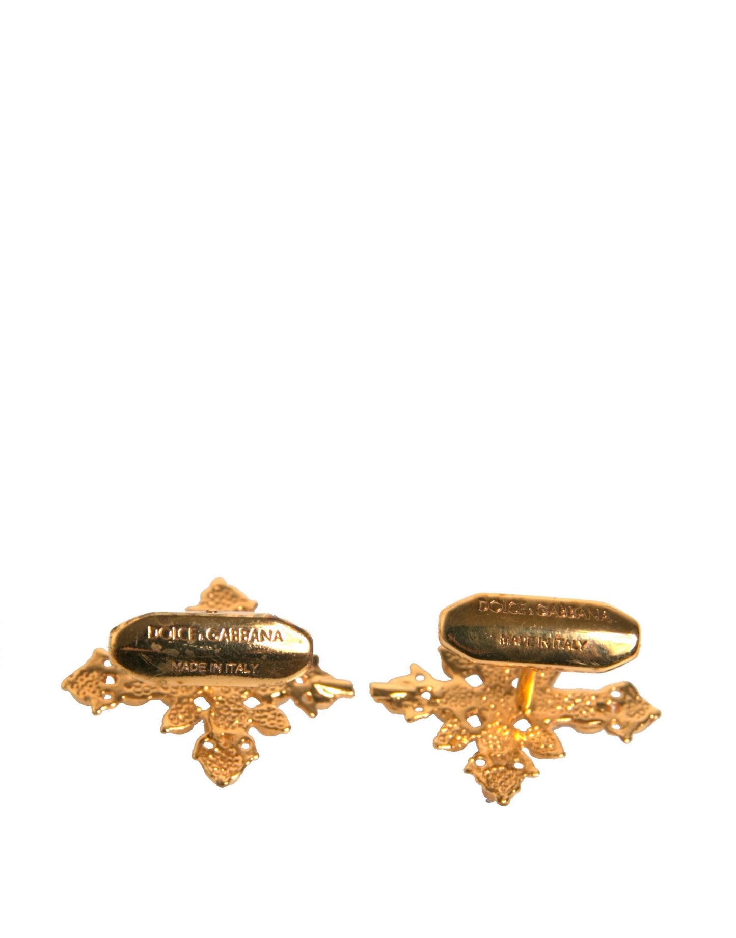 Dolce & Gabbana Gold Tone Brass Cross Crystal Cufflink