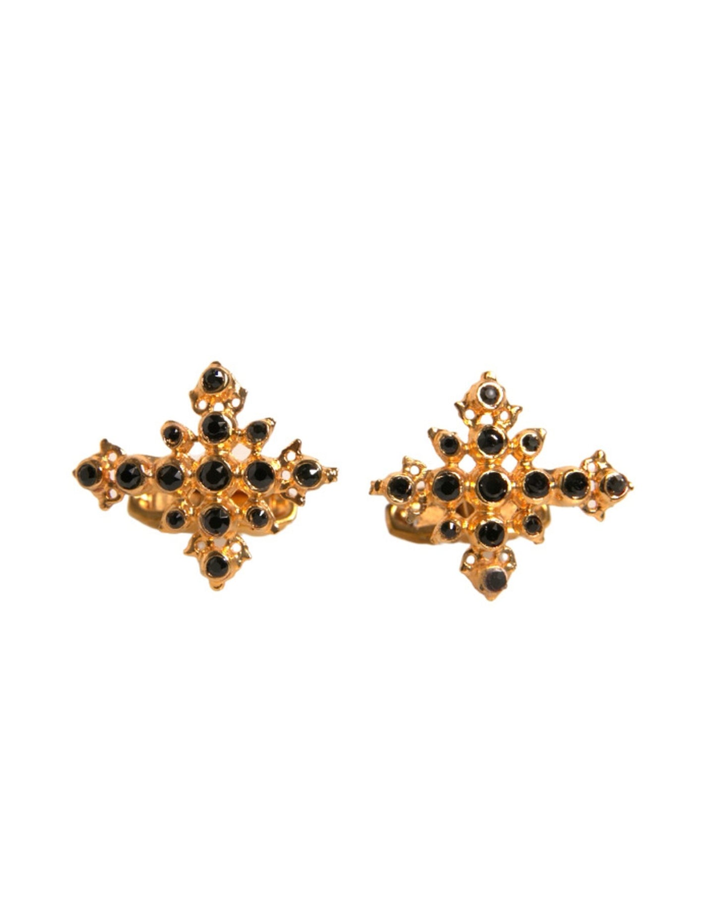 Dolce & Gabbana Gold Tone Brass Cross Crystal Cufflink