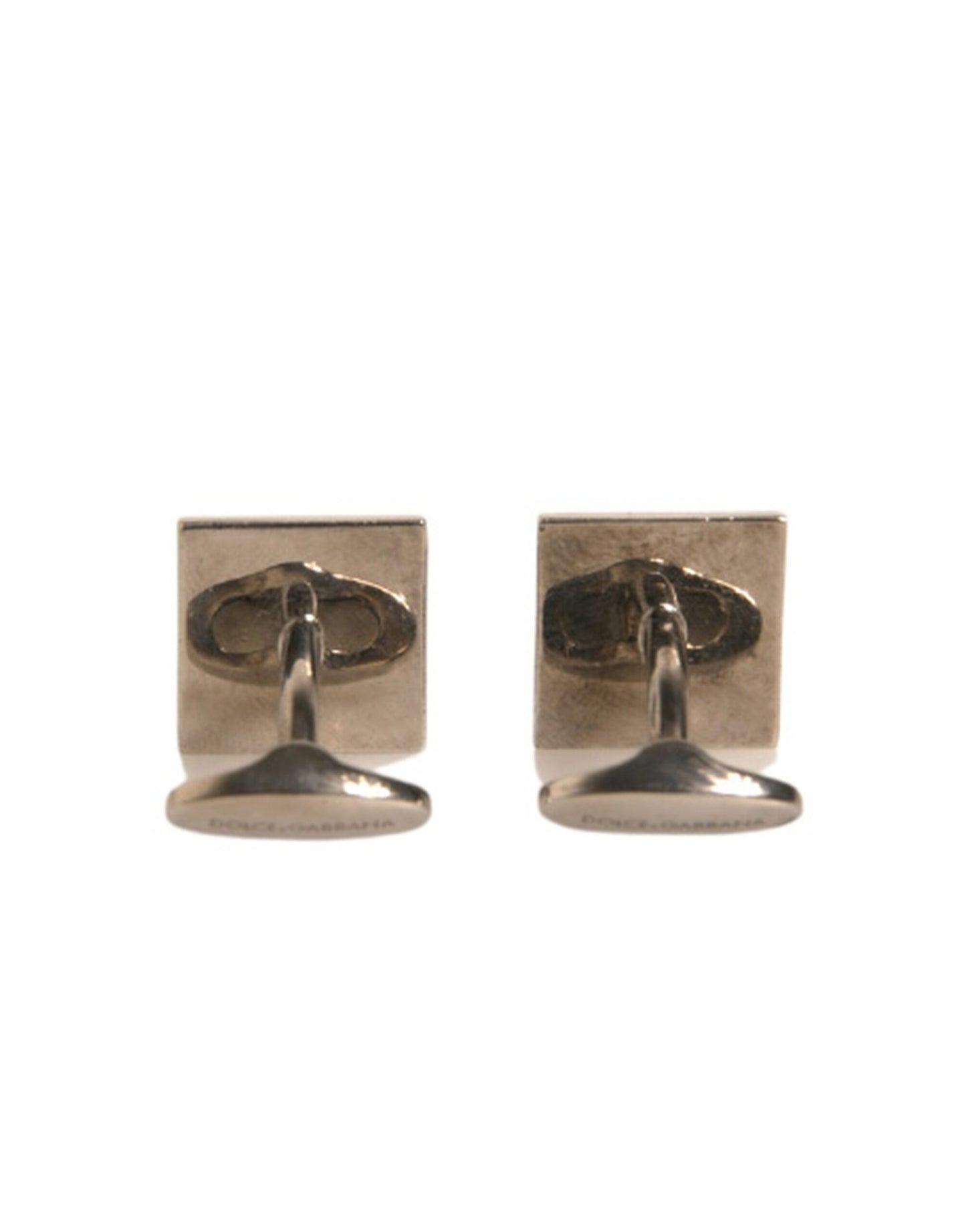 Dolce & Gabbana Silver Plated Brass Pin Crystal Cufflinks