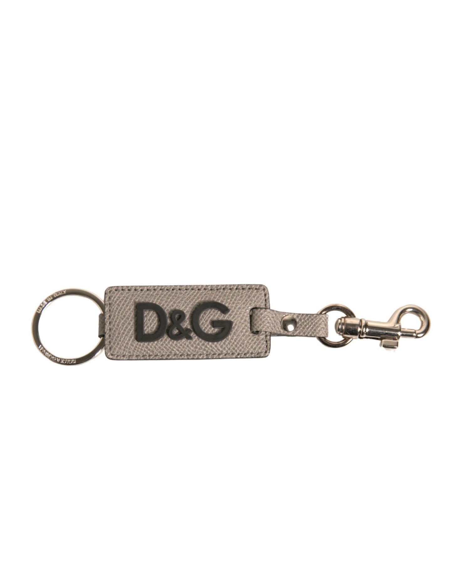 Dolce & Gabbana Beige DG Logo Leather Gold Metal Men Keychain Keyring