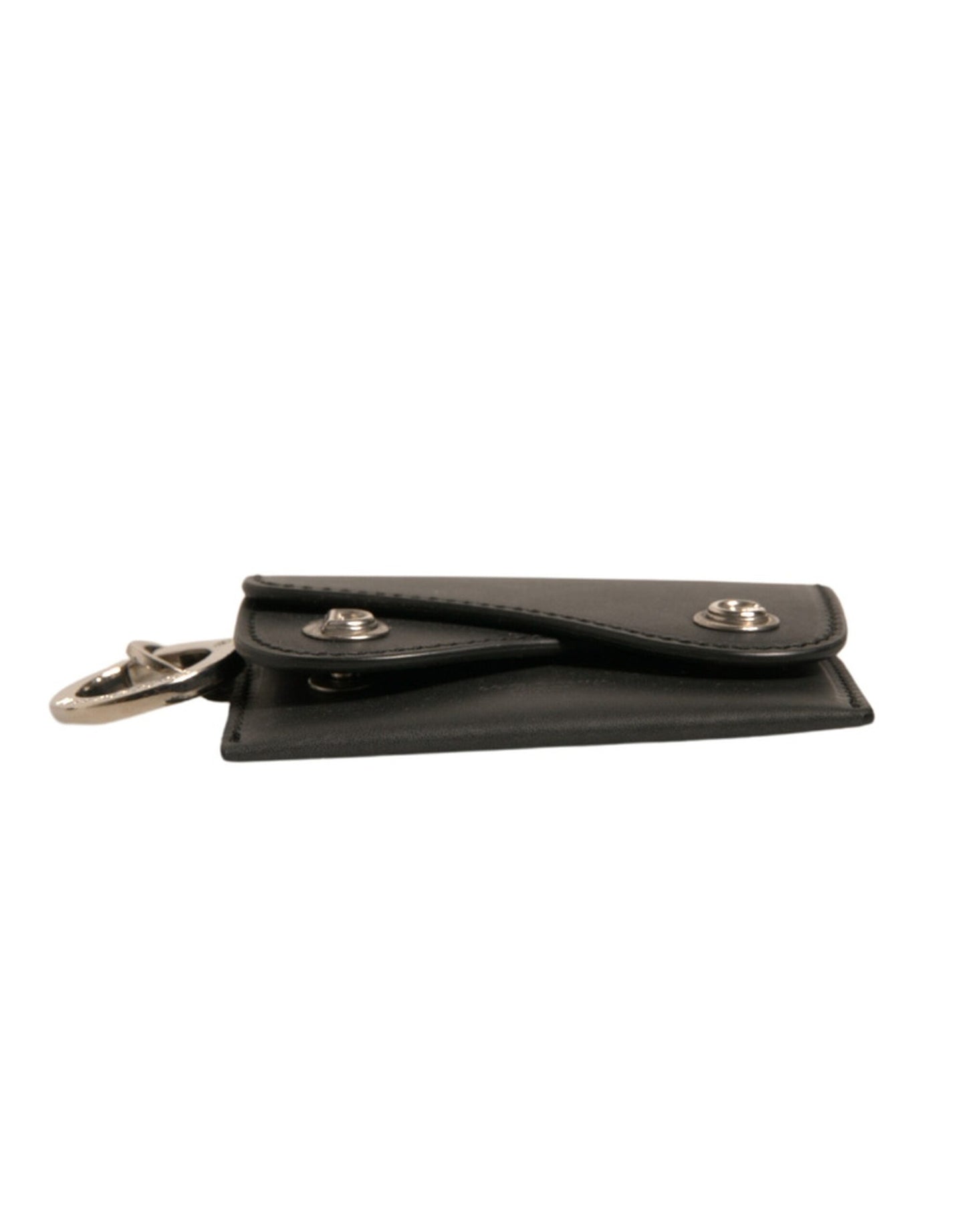 Dolce & Gabbana Black Leather Card Case Keychain Key Holder