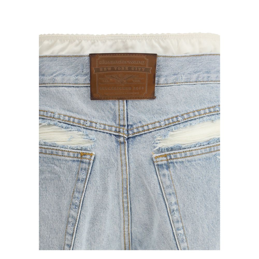 Alexander Wang Denim Shorts with silk insert