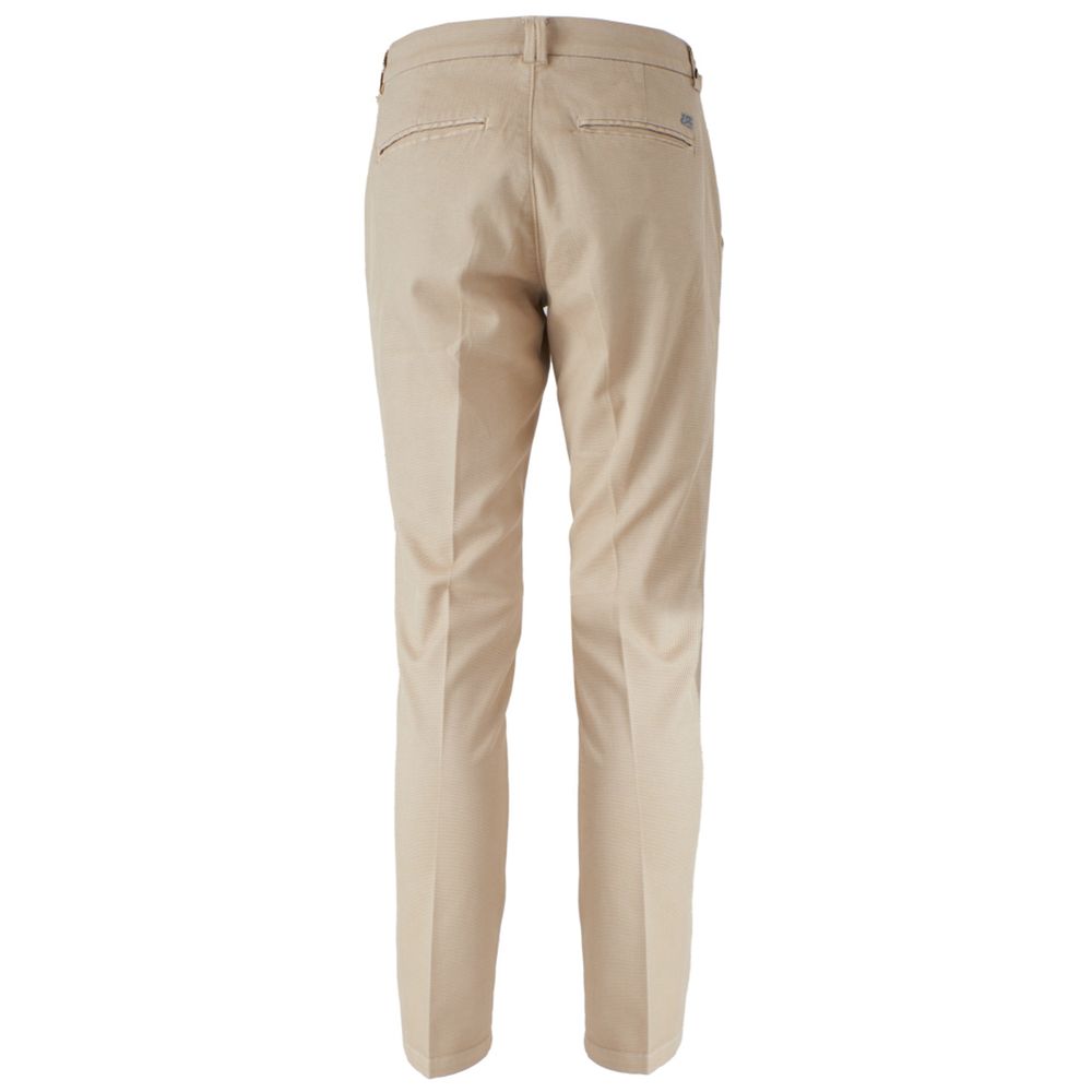 Yes Zee Beige Cotton Jeans & Pant