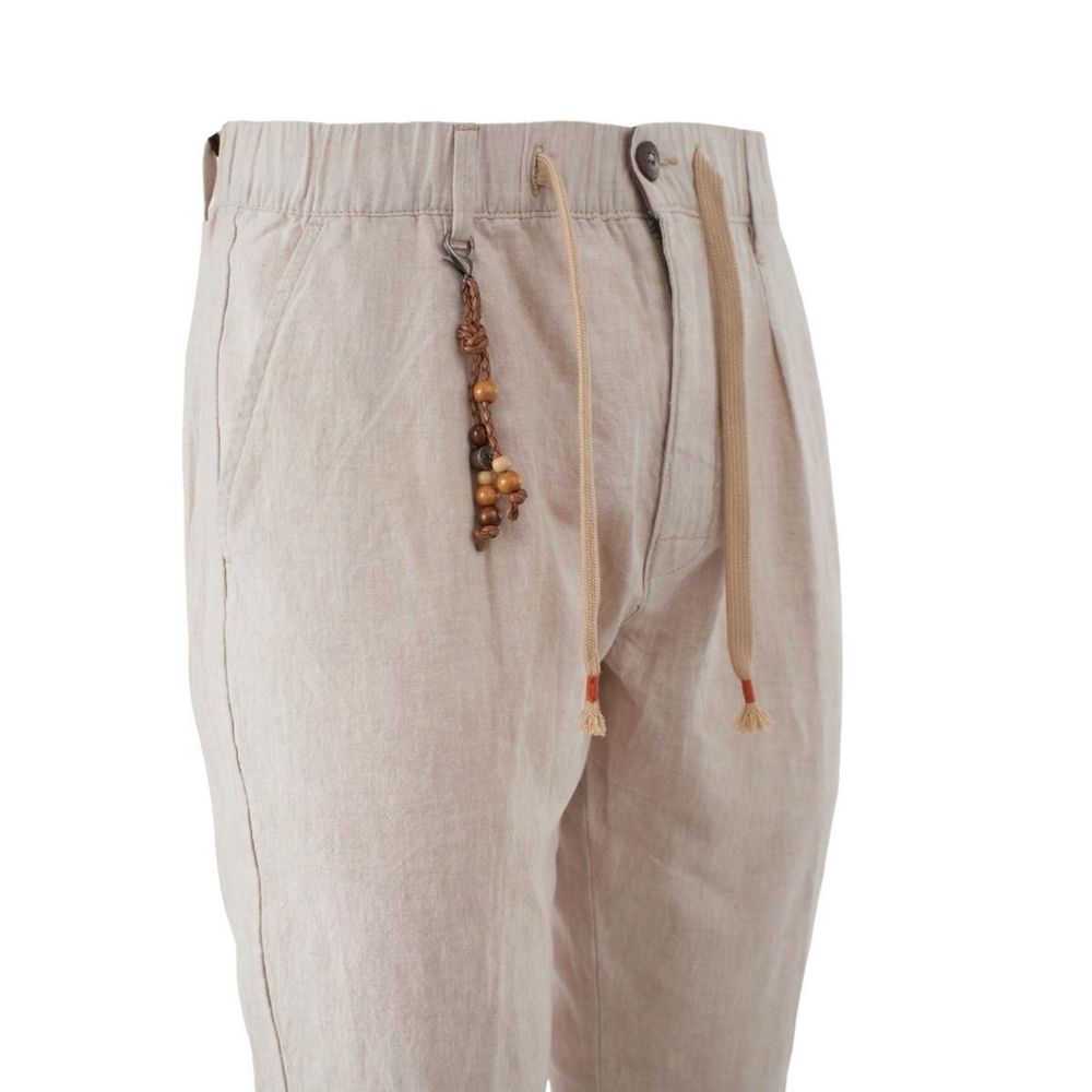 Yes Zee Beige Cotton Men Pants