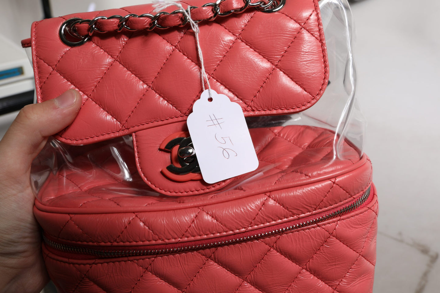 Chanel Pink Vinyl Leather Backpack Purse Bag