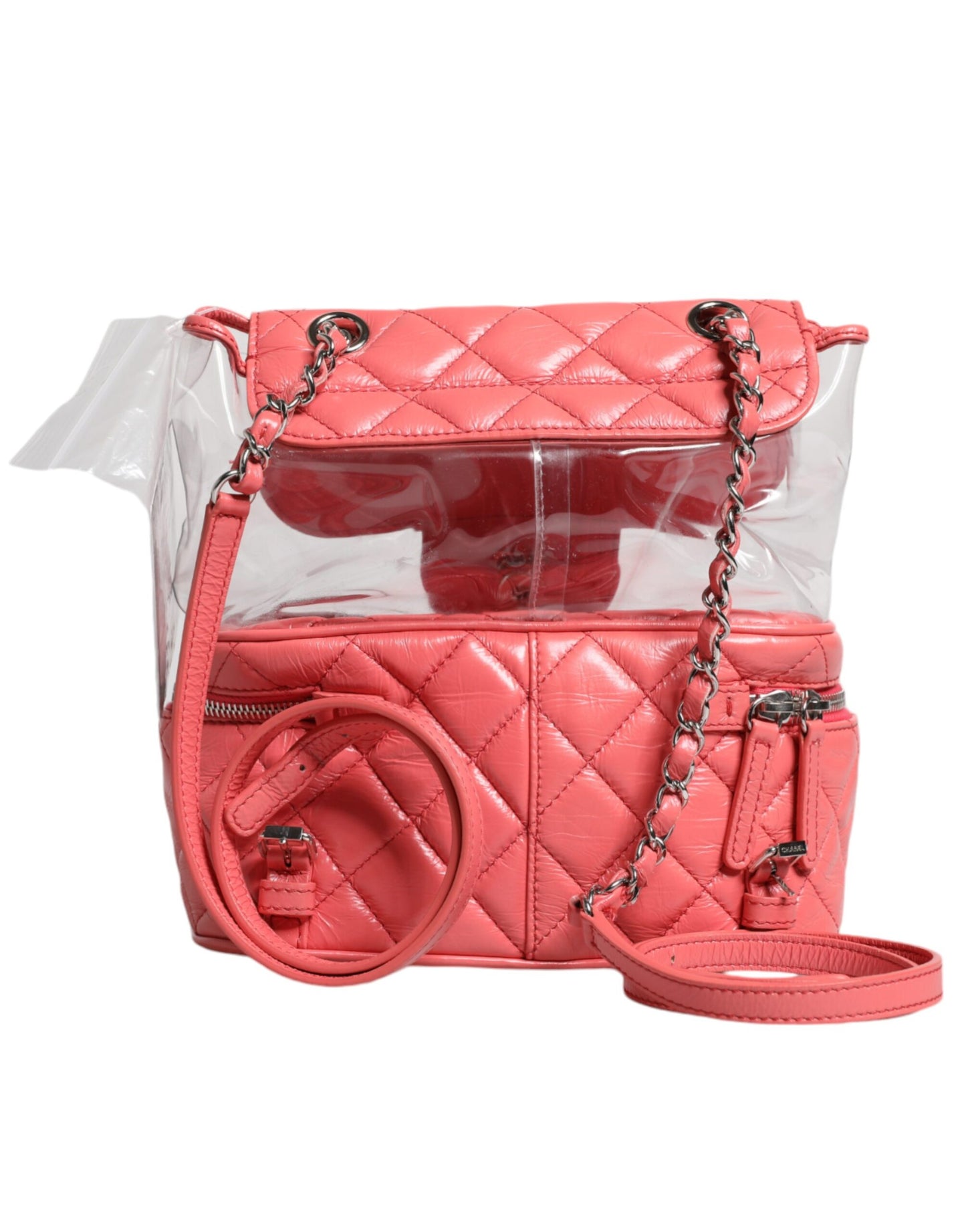 Chanel Pink Vinyl Leather Backpack Purse Bag