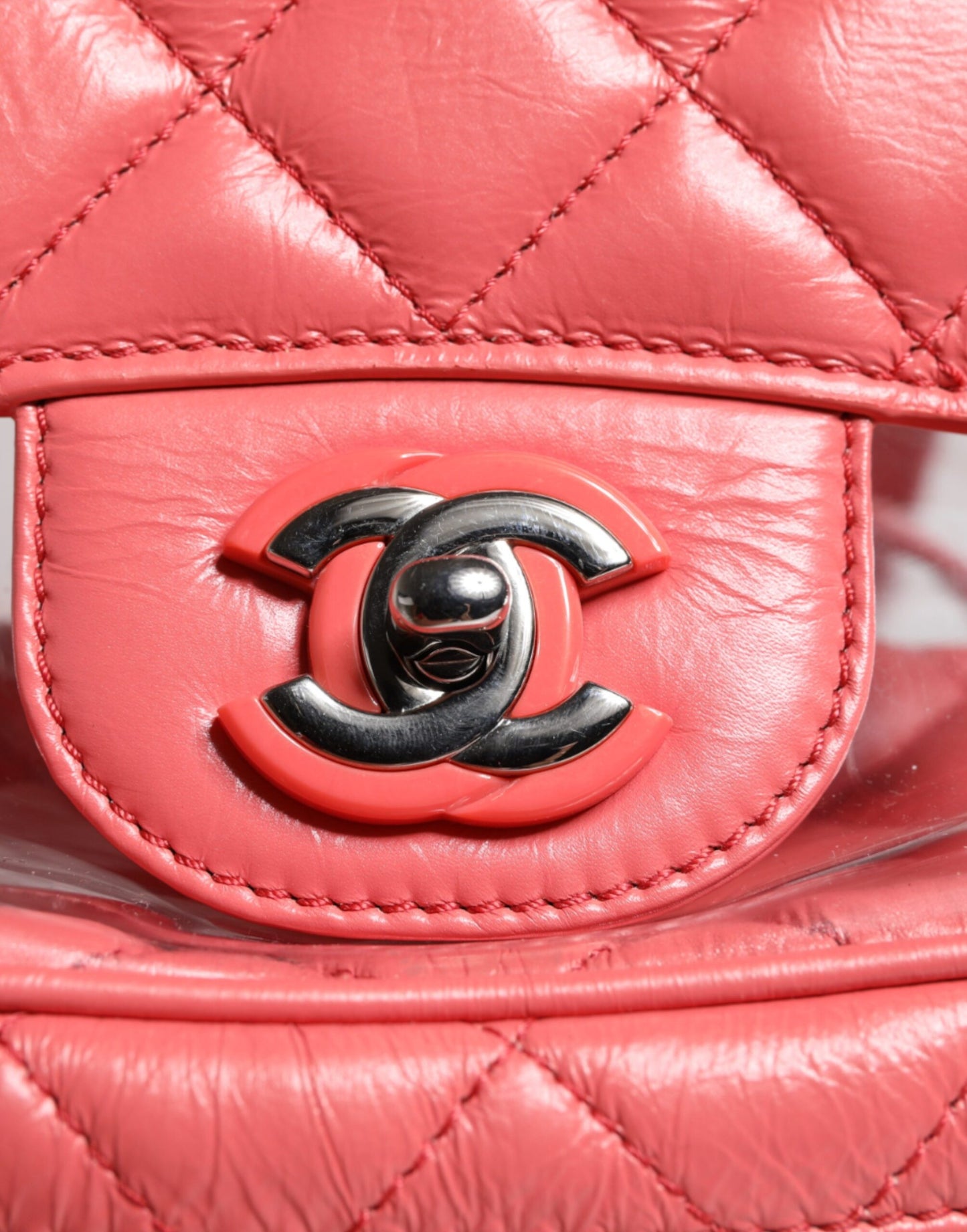 Chanel Pink Vinyl Leather Backpack Purse Bag