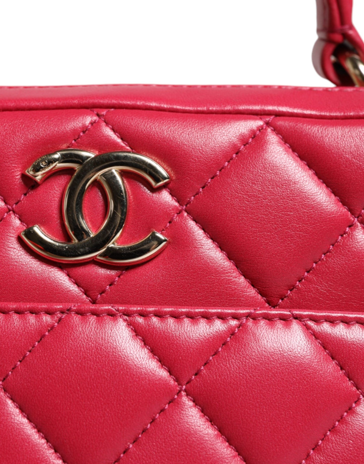 Chanel Pink Seal Matelasse Chain CC Lamb Skin Leather Bag