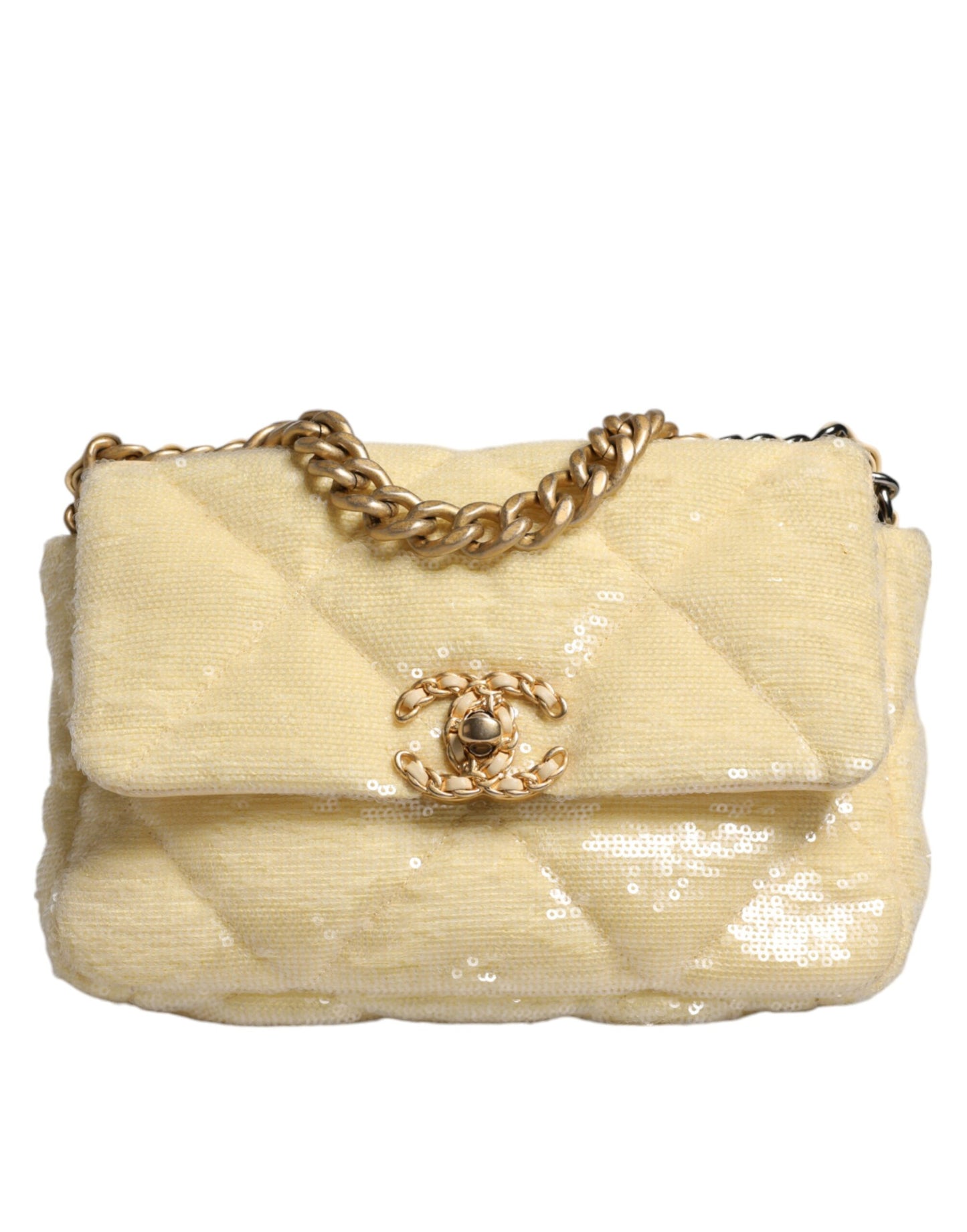 Chanel Yellow Sequined Medium Quilted Series Bag