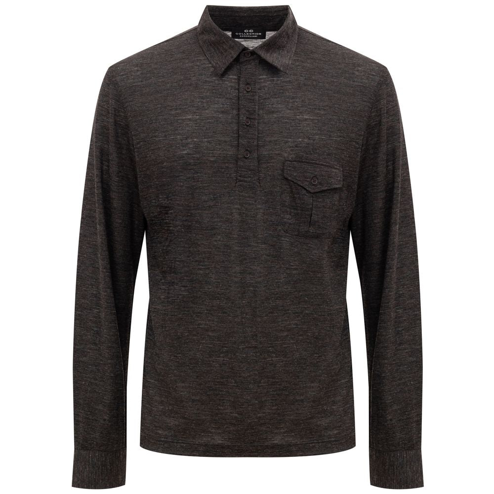 Corneliani Gray Wool Polo Shirt