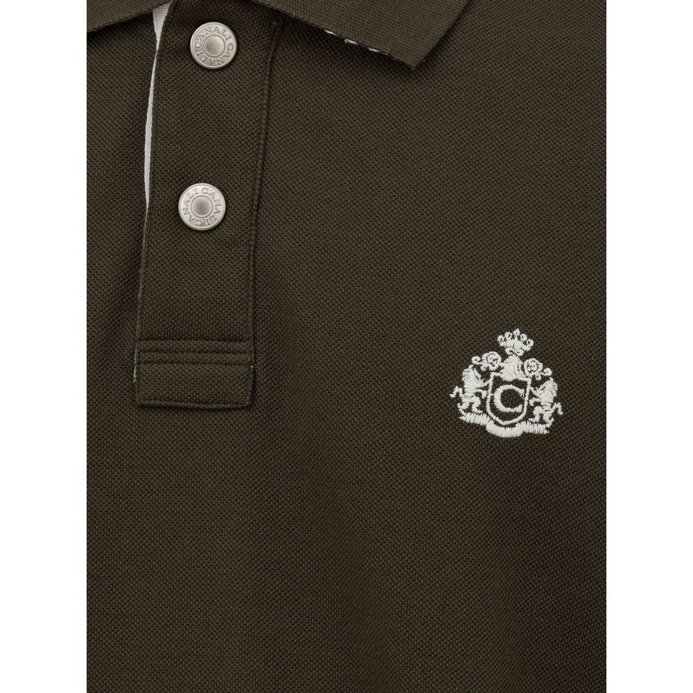 Canali Green Cotton Polo Shirt