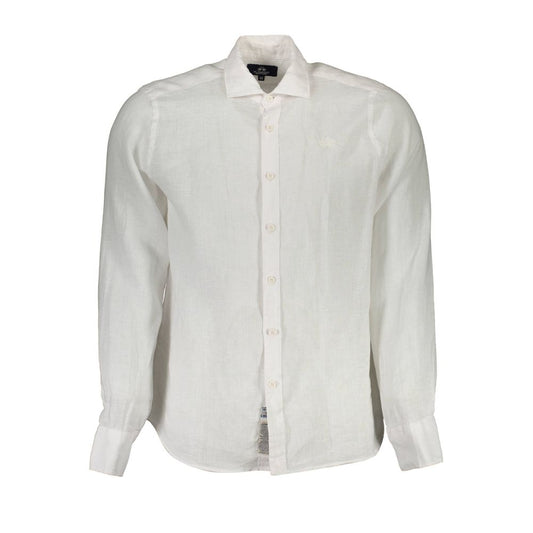 La Martina White Linen Men Shirt