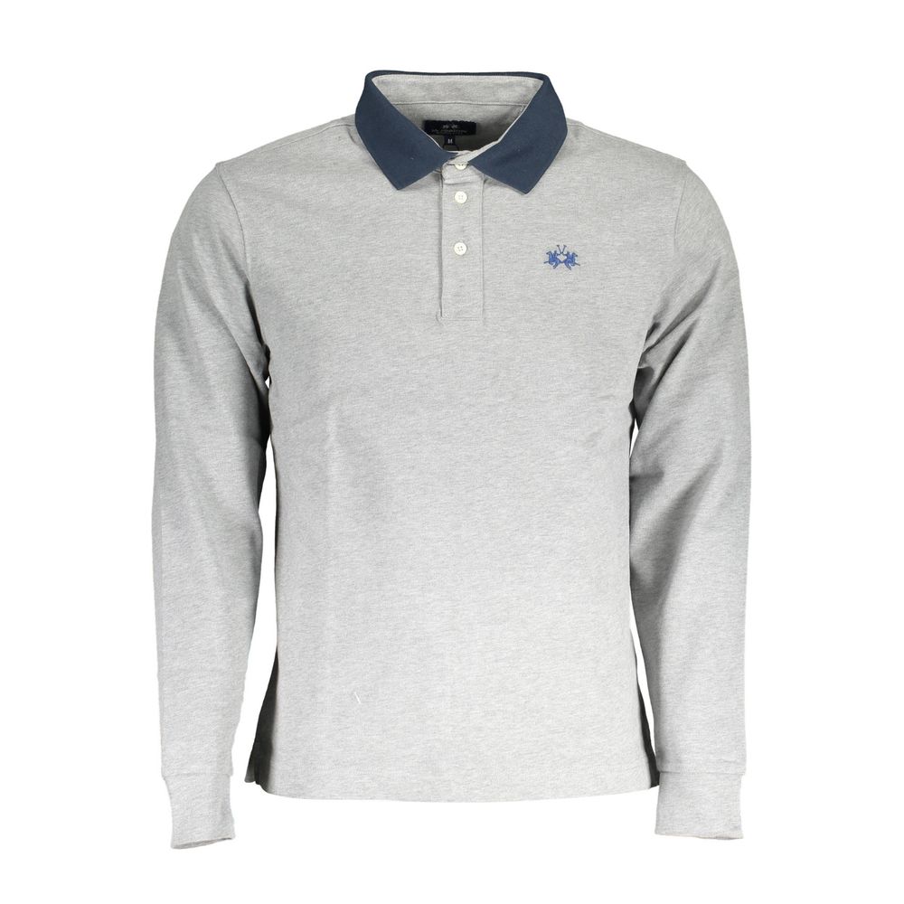 La Martina Gray Cotton Men Polo Shirt