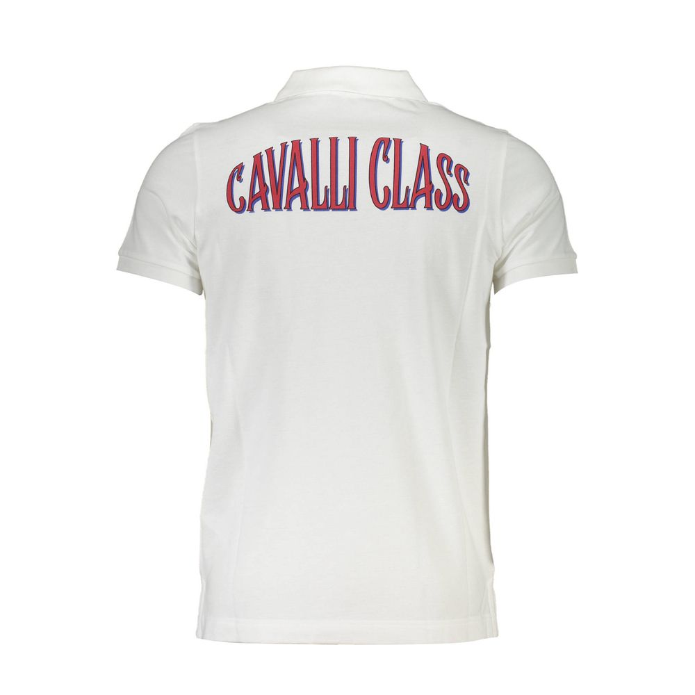 Cavalli Class White Cotton Men Polo Shirt