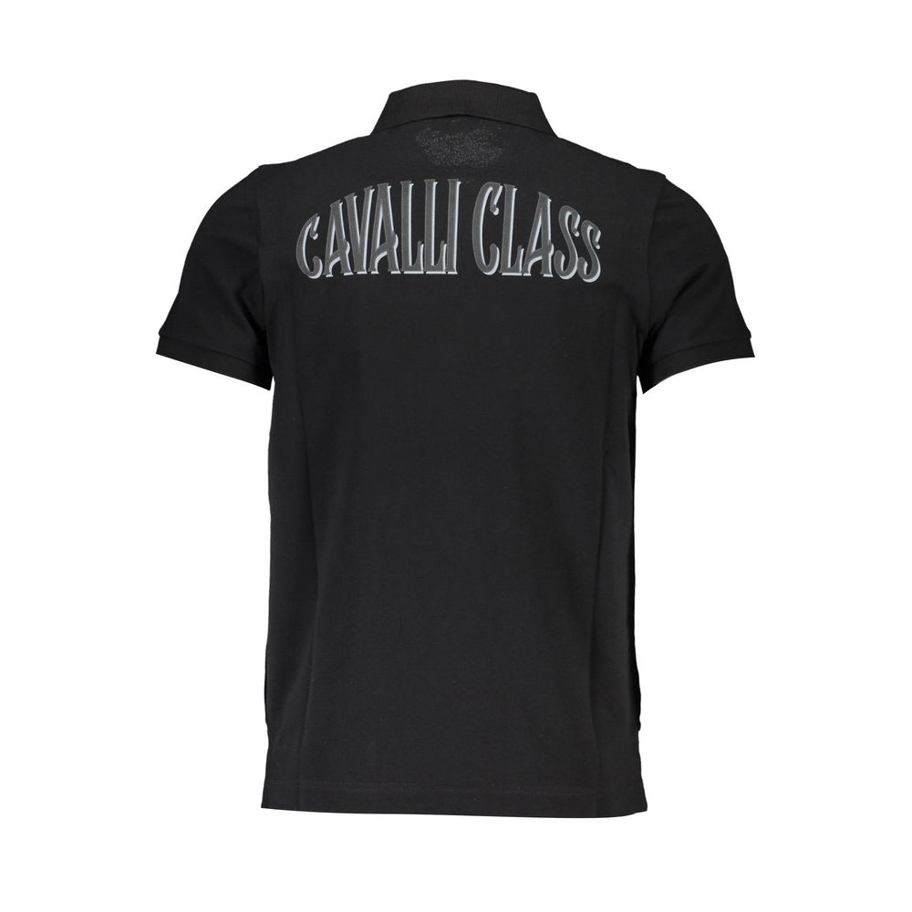 Cavalli Class Black Cotton Men Polo Shirt