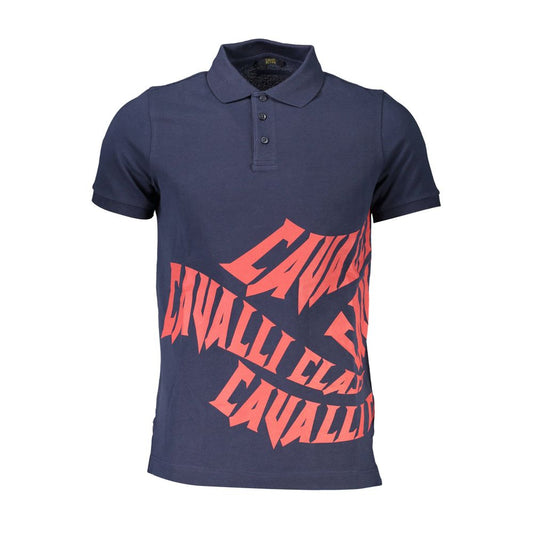 Cavalli Class Blue Cotton Men Polo Shirt