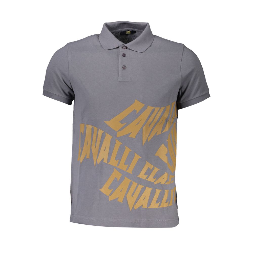 Cavalli Class Gray Cotton Men Polo Shirt