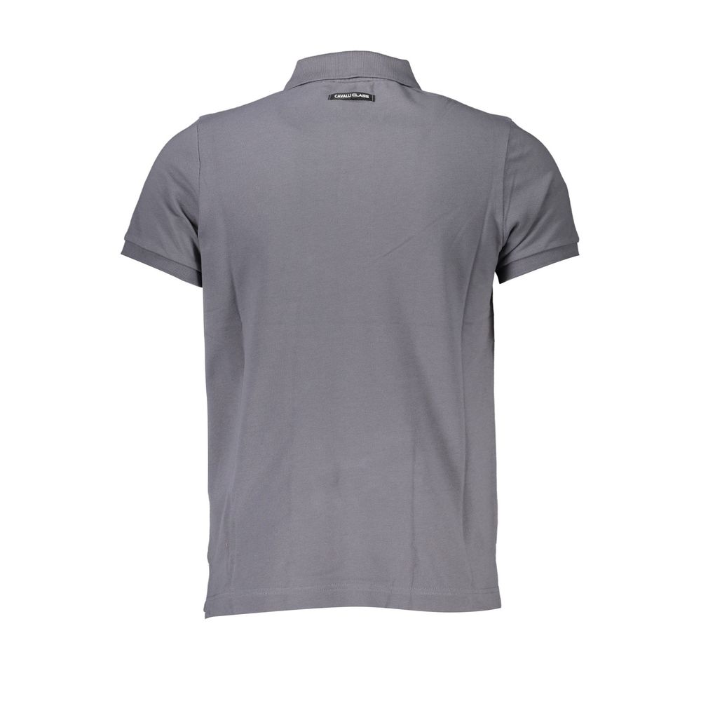 Cavalli Class Gray Cotton Men Polo Shirt