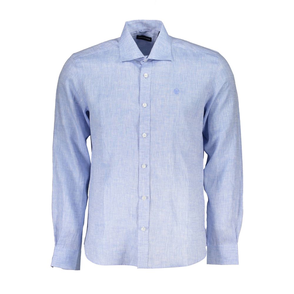 North Sails Light Blue Linen Men Shirt