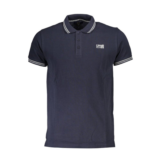 Cavalli Class Blue Cotton Polo Shirt