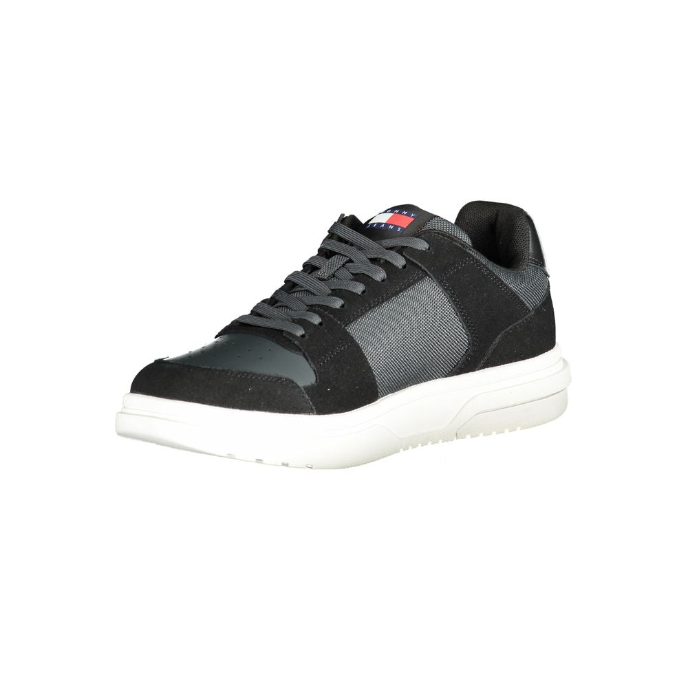 Tommy Hilfiger Black Leather Men Sneaker