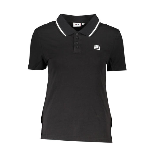 Fila Black Cotton Women Polo Shirt