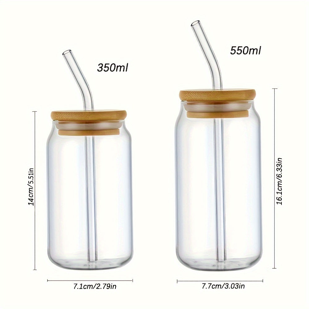 Versatile Glass Cup with Lid  Straw  350ml550ml