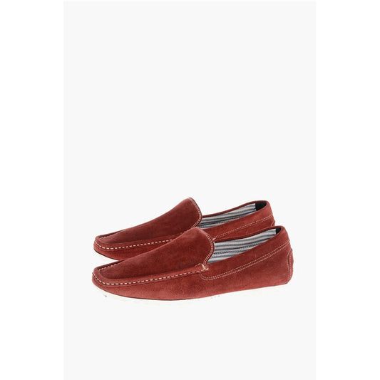 Corneliani ID Solid Color Suede Loafers with Squared Toe