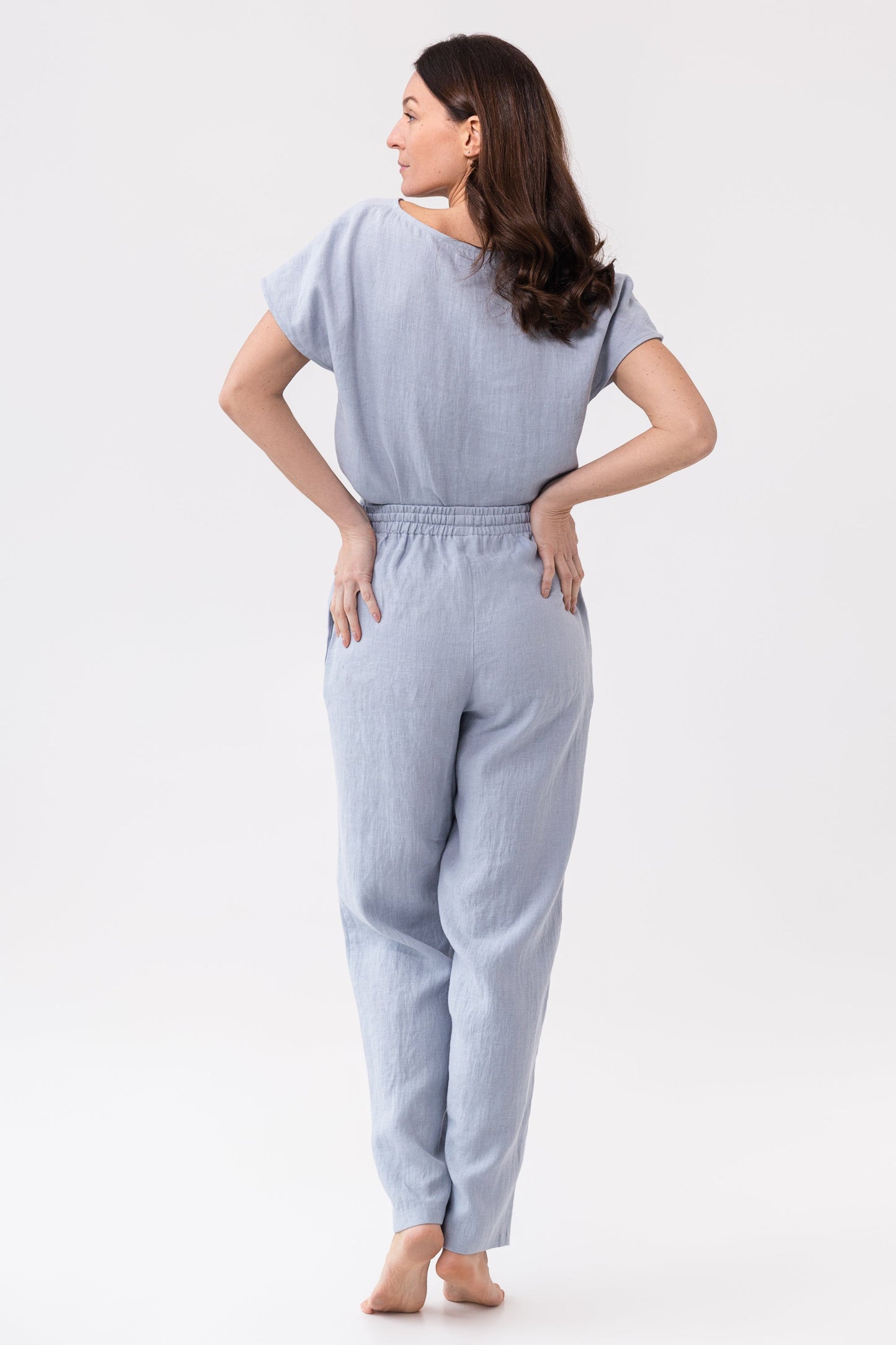 Ice Blue linen / Natural Linen Pajama set / Linen loungewear / Linen