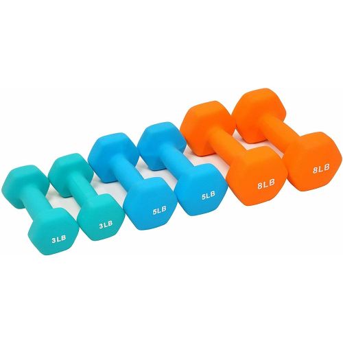 BalanceFrom Colored Neoprene Coated Dumbbell Set with Stand