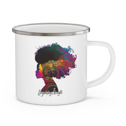 Enamel Camping Mug Female Warrior Clipart Bold Essence Kaleidoscope of